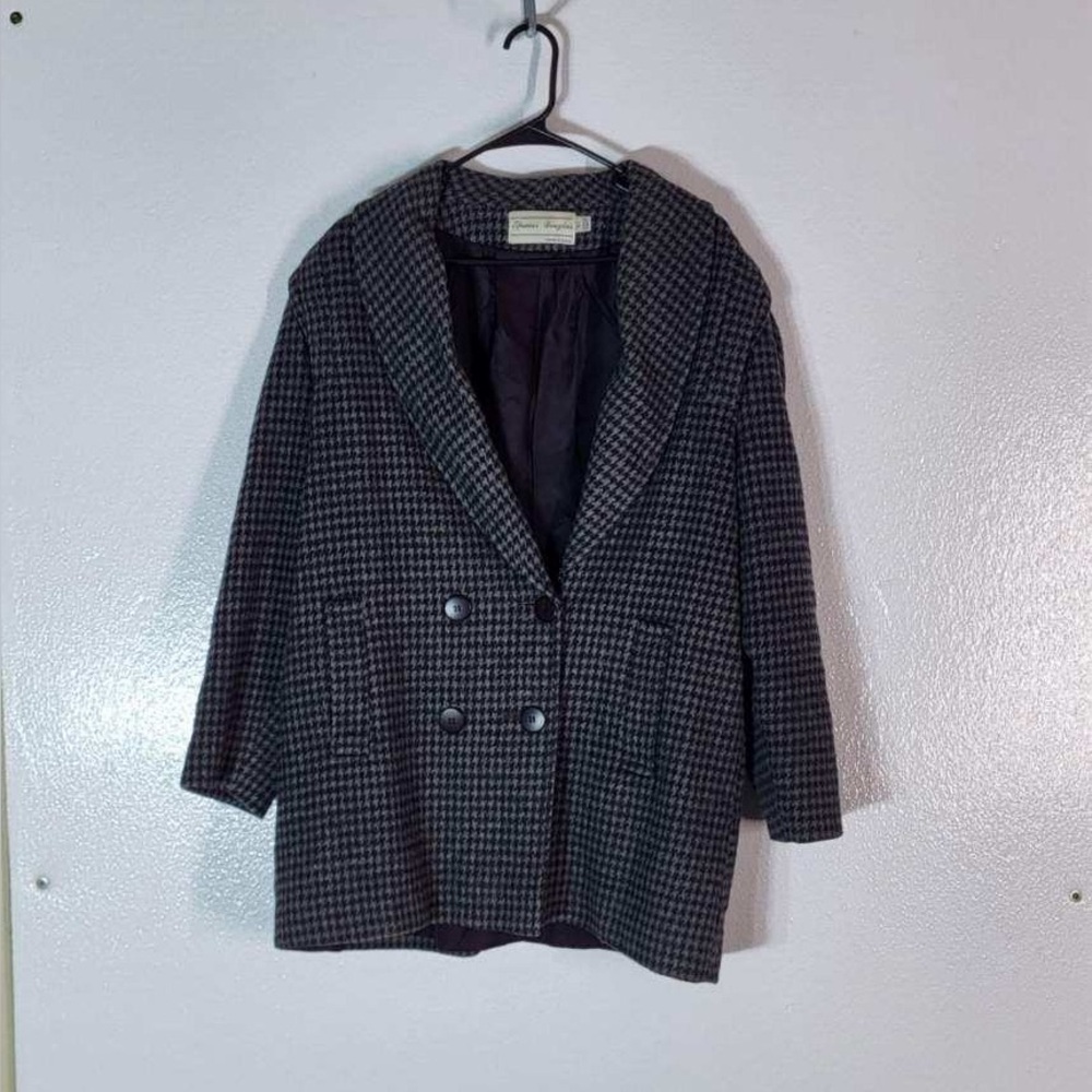 Vintage Pea Coat Black Gray Navy Spencer Douglas Women's Size 10 Wool Blend